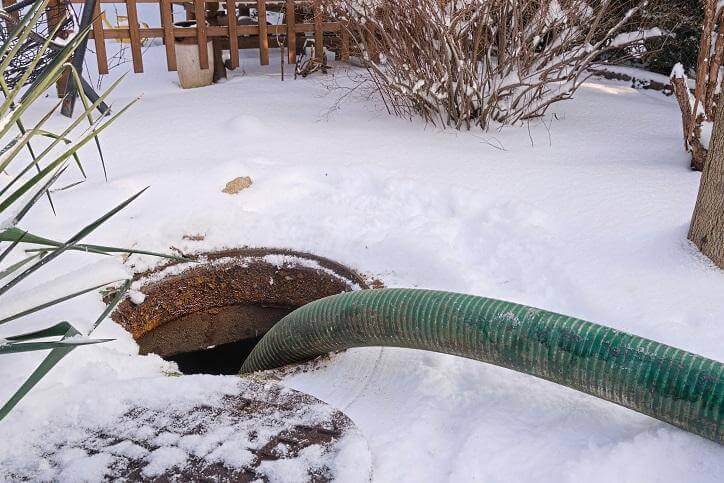 Szambo betonowe zimą